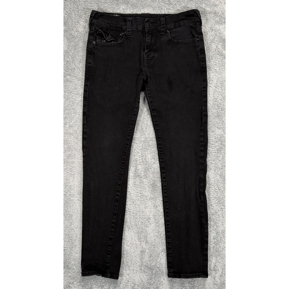 True Religion Rocco Jeans Mens 30x30 Relaxed Skinny Fit Black Denim Flap Pockets